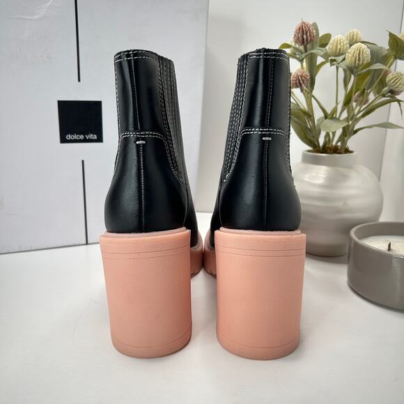 Dolce Vita Caster H20 Waterproof Leather Booties Black/Pink Women 9.5 Tried On - Picture 4 of 10